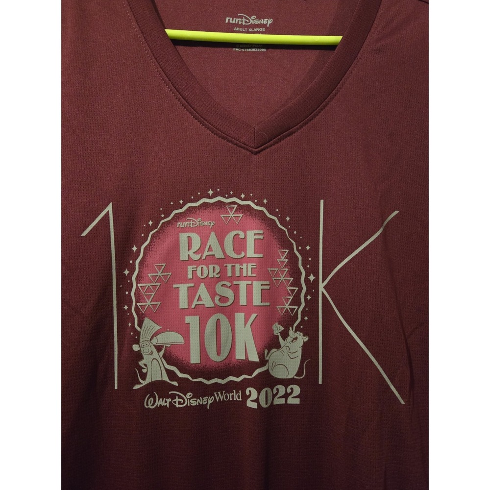 Disney Run Race For The Taste 10K Marathon Race Shirt Womens Sz XL Red